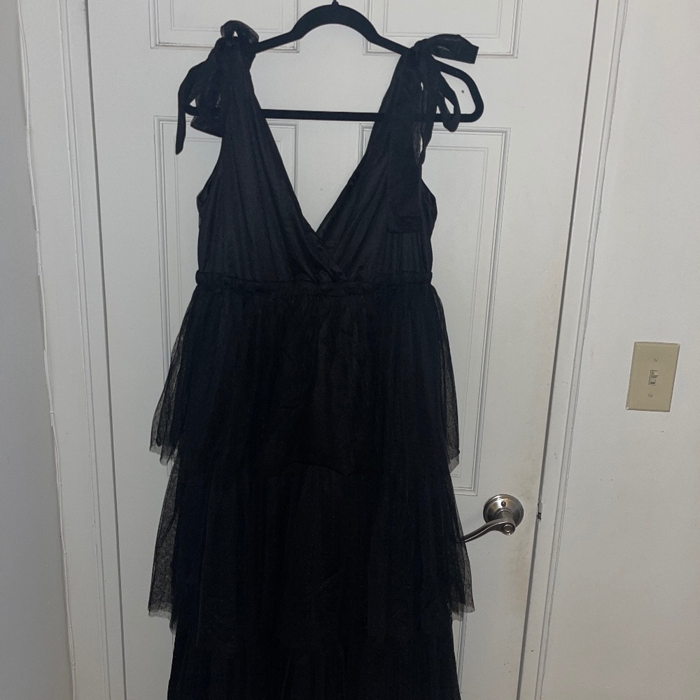 Tessa Tiered Tulle Tank Dress | Black